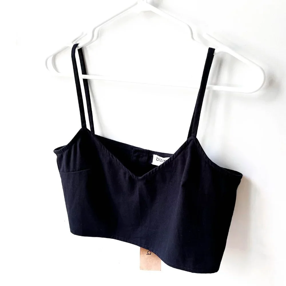 NWT bizance paris organic cotton crop top w/back button detail M - Picture 6 of 8